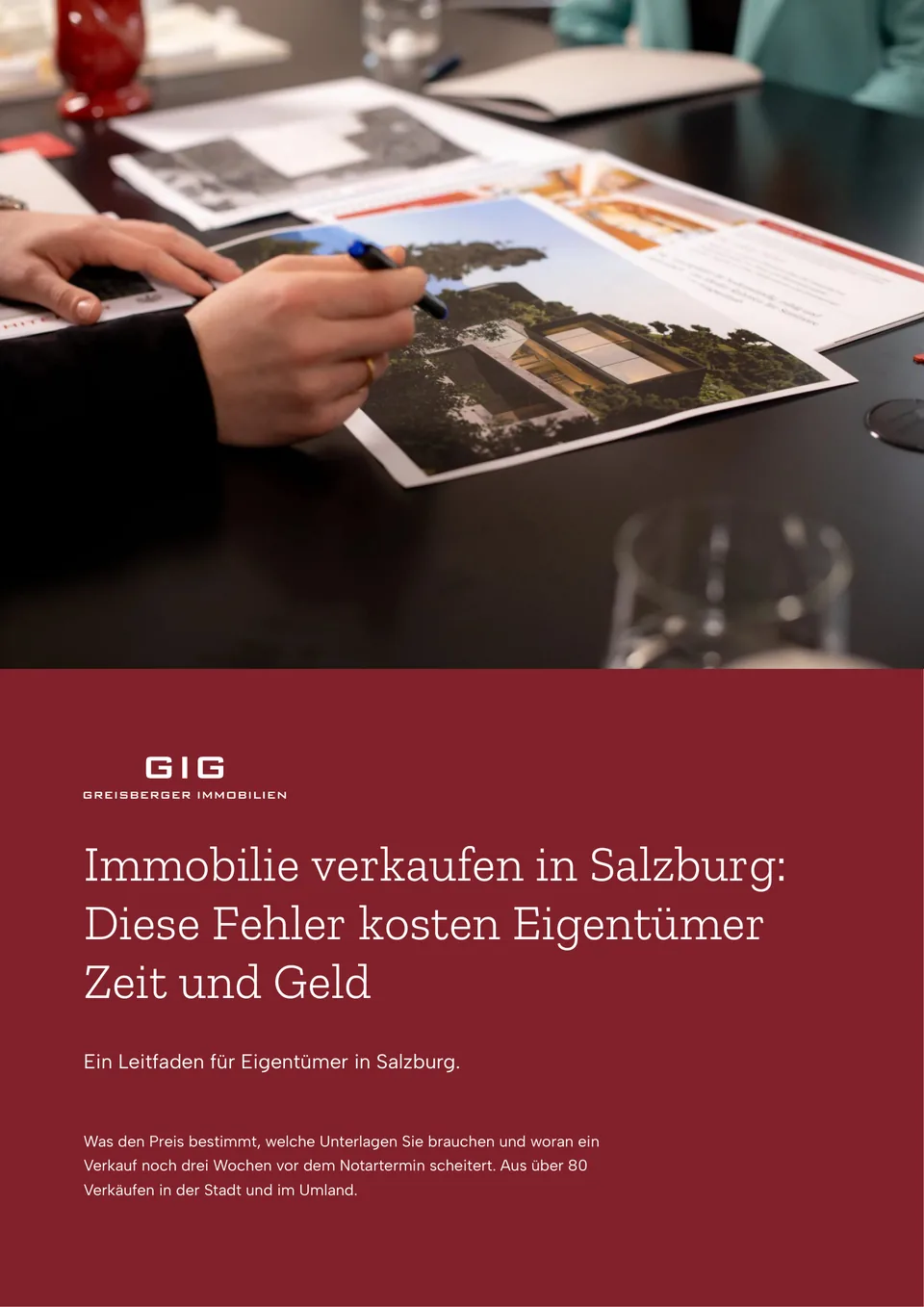 Titelseite des Leitfadens „Immobilie verkaufen in Salzburg – Diese Fehler kosten Eigentümer Zeit und Geld“ von GIG – Greisberger Immobilien