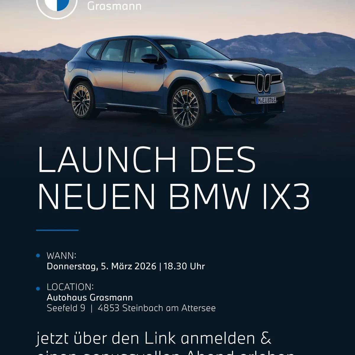 Einladung von Grasmann zum Launch des neuen BMW iX3