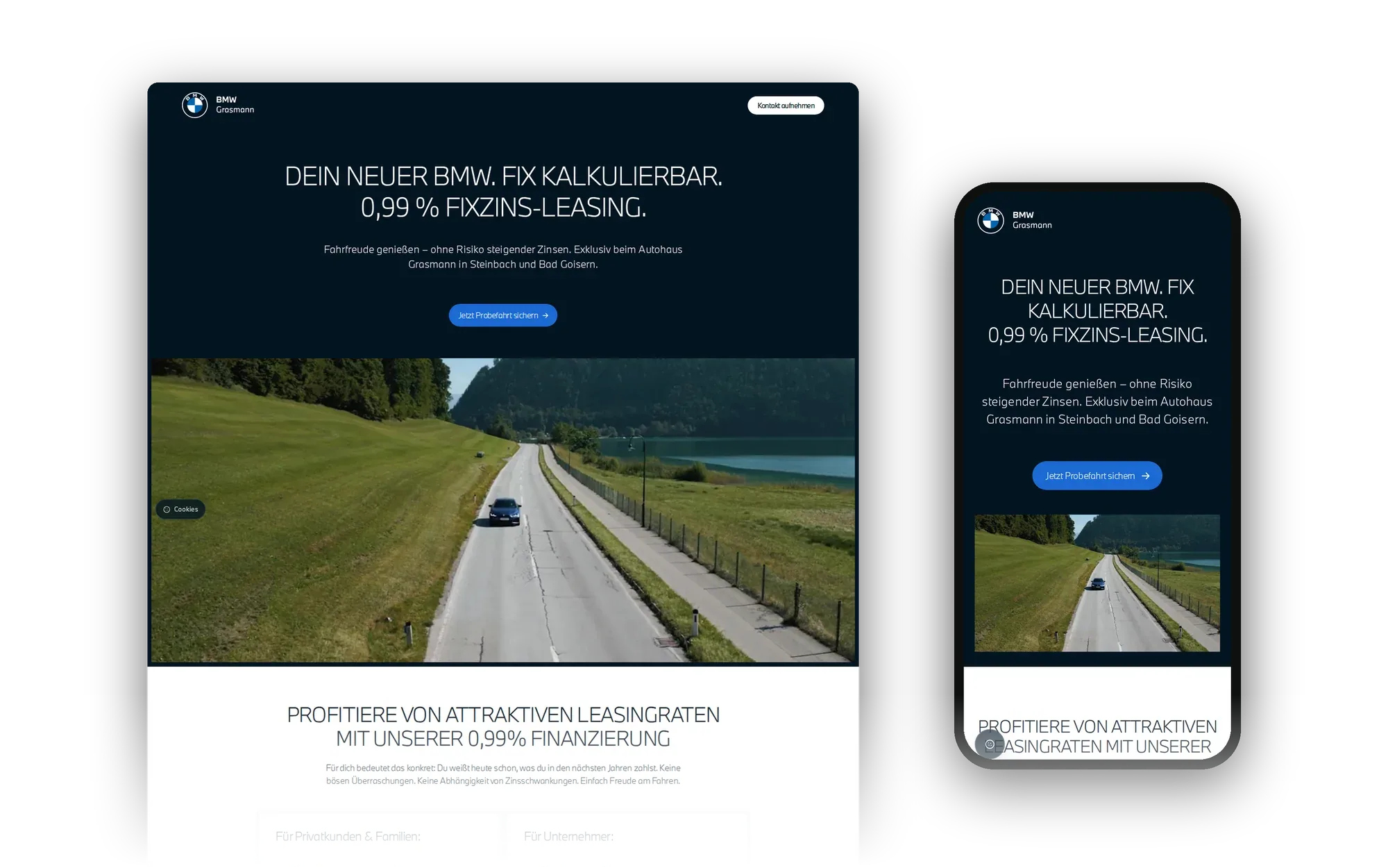 Landingpage von Autohaus Grasmann auf Desktop und Smartphone