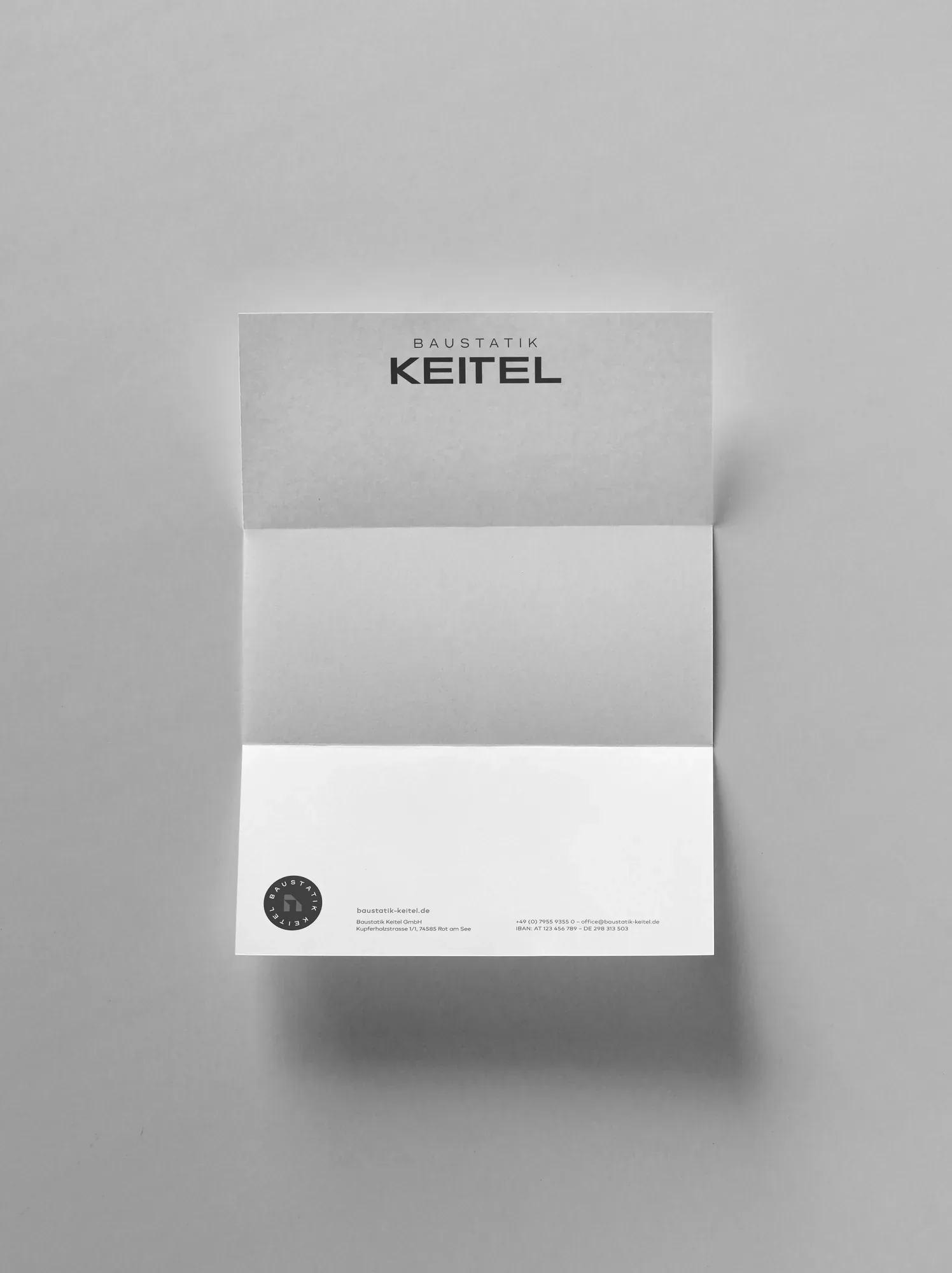 Briefbogen mit dem neuen Logo von Baustatik Keitel