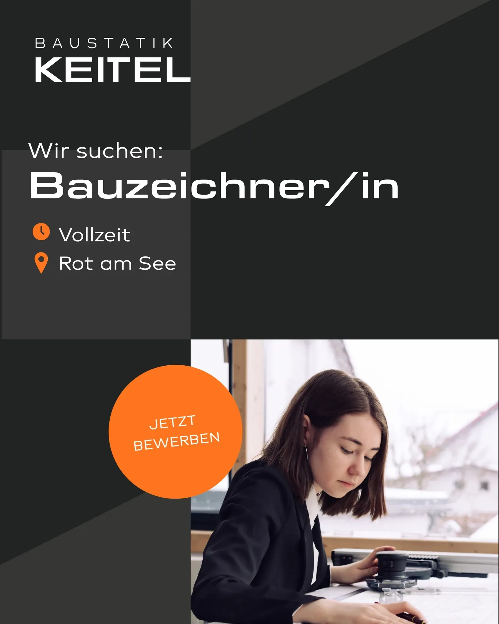Recruiting-Anzeige von Baustatik Keitel für eine Stelle in der Bauzeichnung
