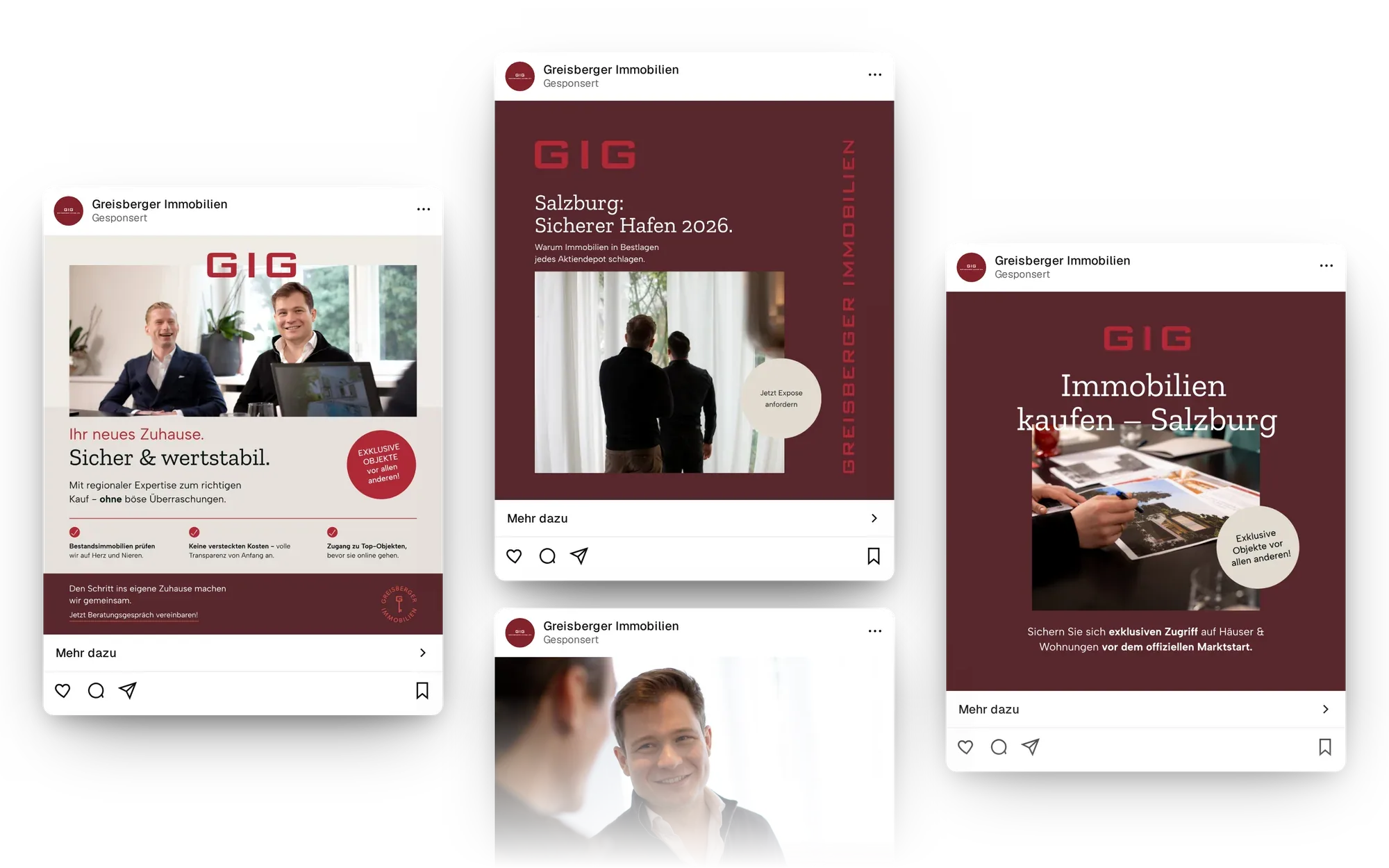 Werbe- und Social-Media-Anzeigen von Greisberger Immobilien als Feed-Beiträge