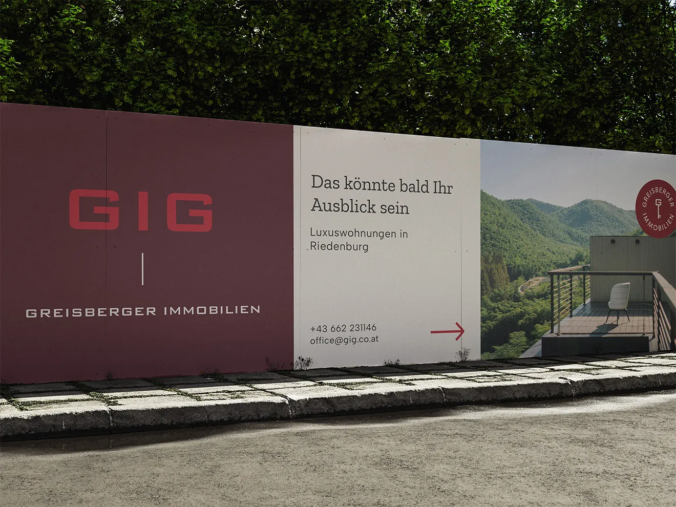 Bauzaunbanner von GIG Greisberger Immobilien für Luxuswohnungen in Riedenburg