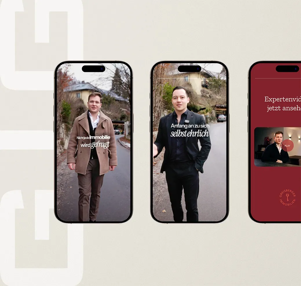 Reels von Nils und Walter Greisberger und das Expertenvideo auf drei Smartphones
