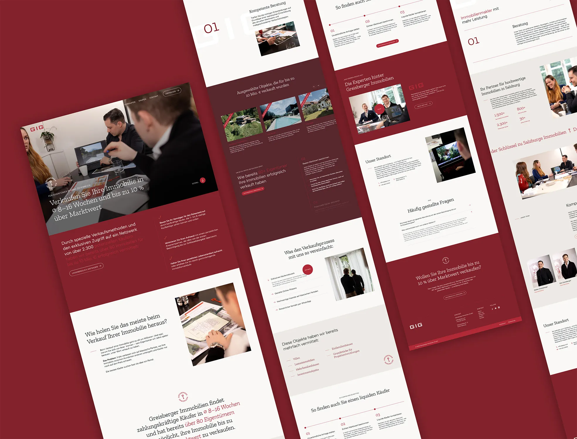 Website von Greisberger Immobilien: Startseite und Unterseiten im Überblick
