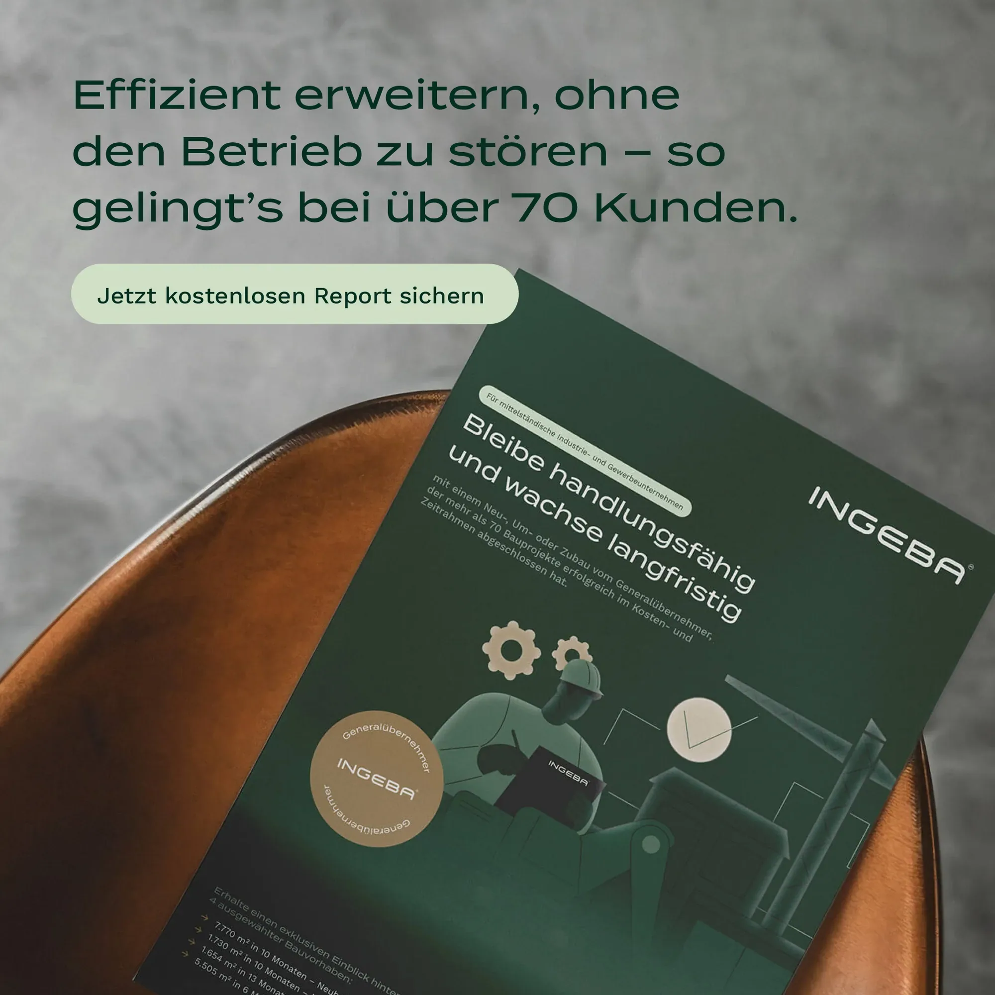 Anzeige für den Ingeba-Report mit dem gedruckten Report auf einem Stuhl