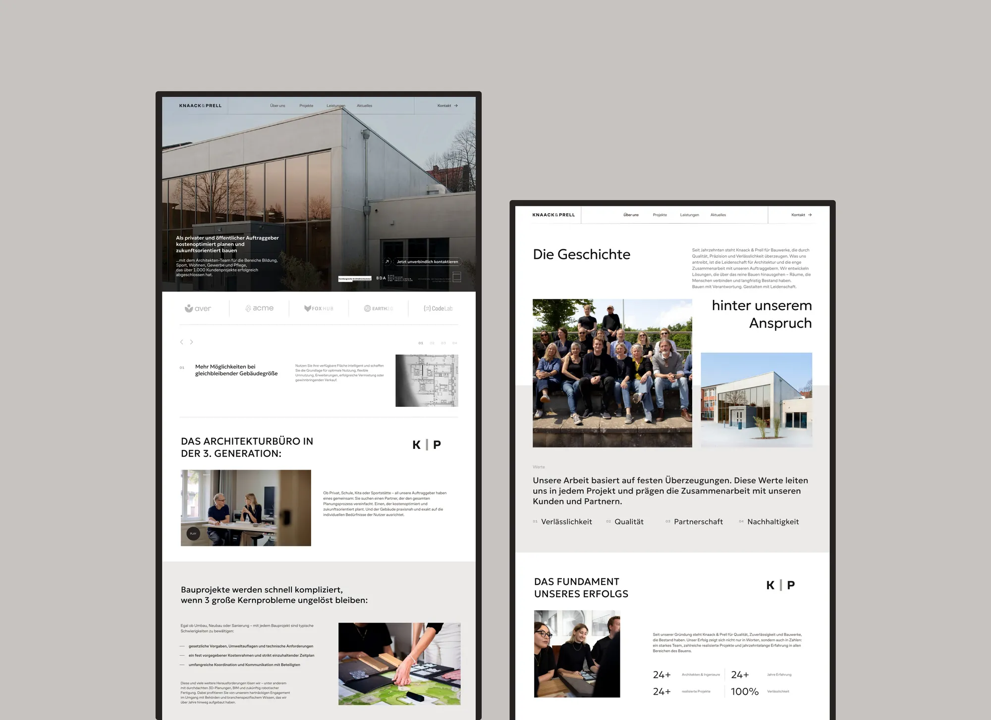 Website von Knaack & Prell: Startseite und Unterseite Über uns