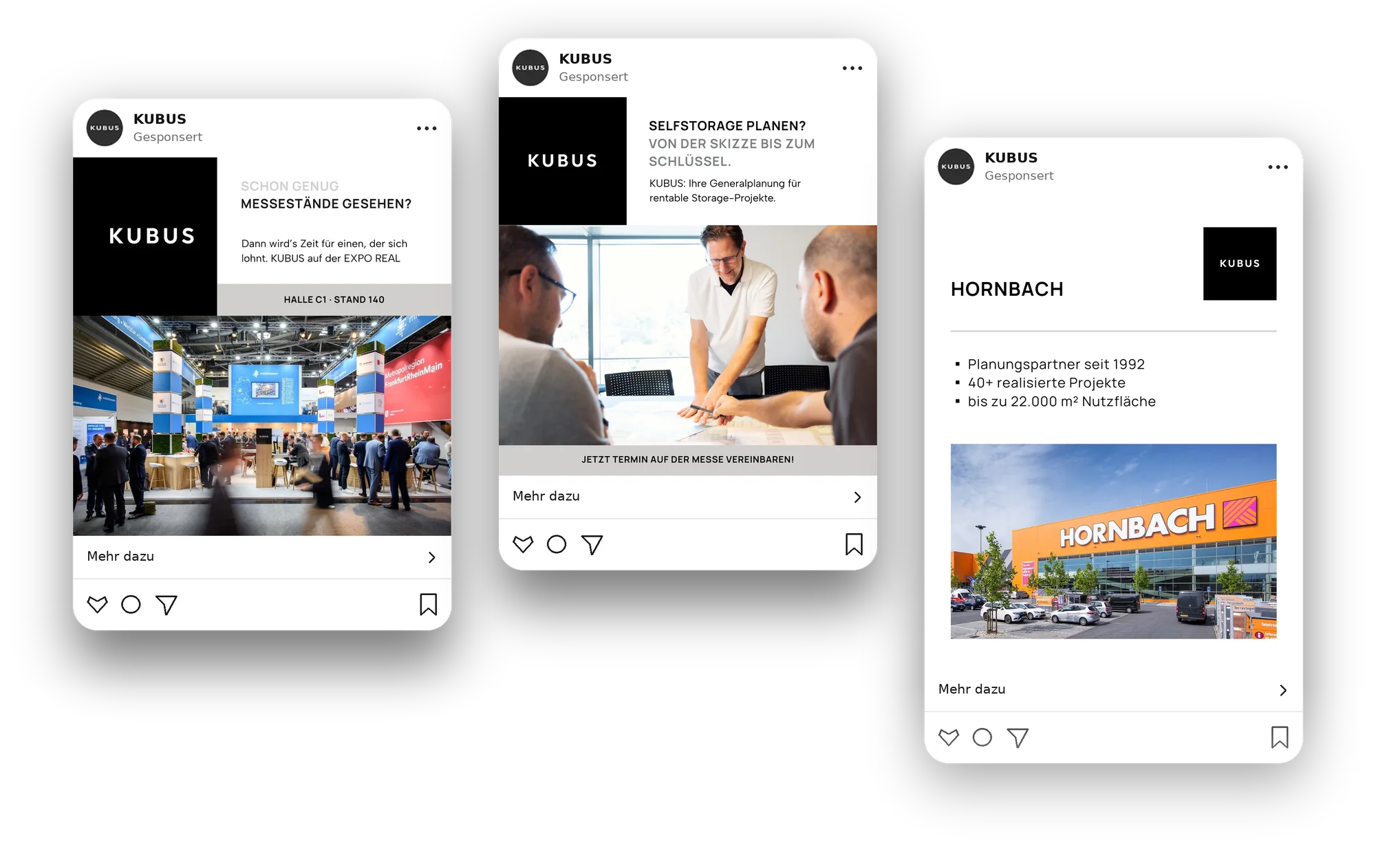 Messe-Anzeigen von KUBUS zur EXPO REAL und zu Referenzprojekten