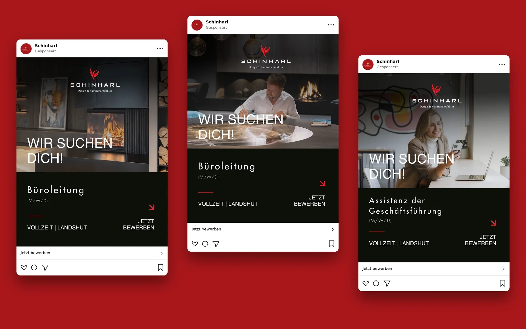 Recruiting-Anzeigen von Schinharl für Büroleitung und Assistenz der Geschäftsführung als Feed-Beiträge