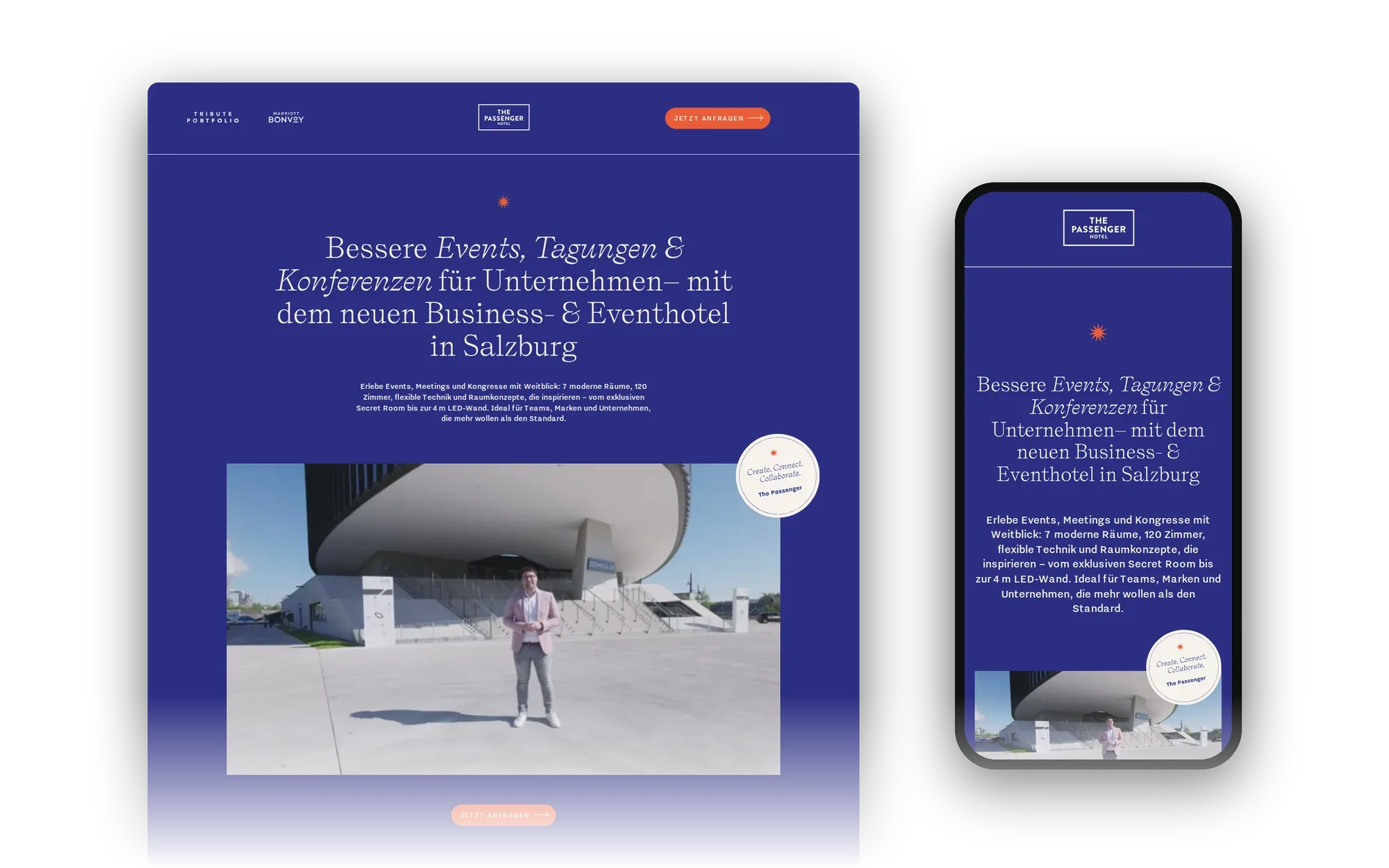 Landingpage von The Passenger Hotel auf Desktop und Smartphone